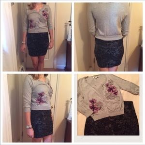 4 for $20 DECREE FLORAL PENCIL SKIRT WITH STRETCH